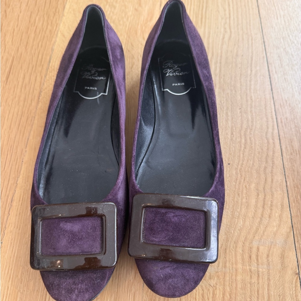Roger Vivier Dark Purple Flats with Buckle